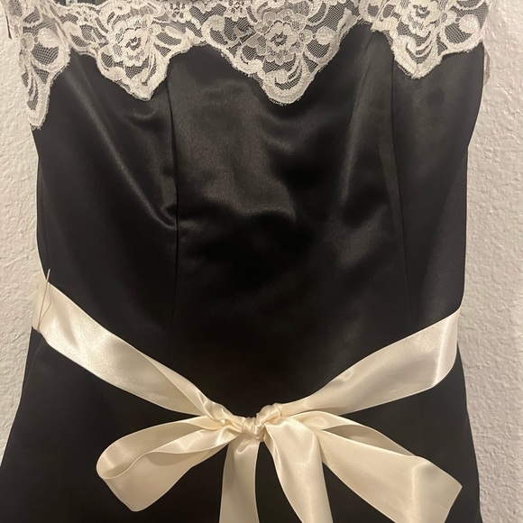 Gunne Sax Jessica McClintock formal black with white lace dress 7/8 vintage - Picture 4 of 11